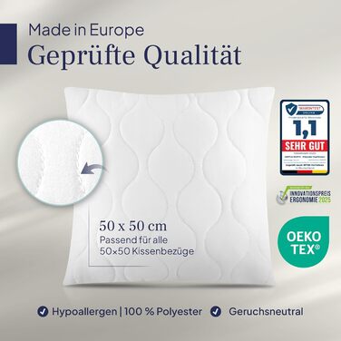 Комплект Gentle North з 4 подушок 50x50 см - Білий - kotex - Можна прати при температурі до 60 - На блискавці