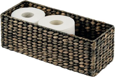 Плетений кошик з натурального водного гіацинта-плетений кошик, який можна штабелювати-ідеальне місце для зберігання у ванній кімнаті- (чорний)