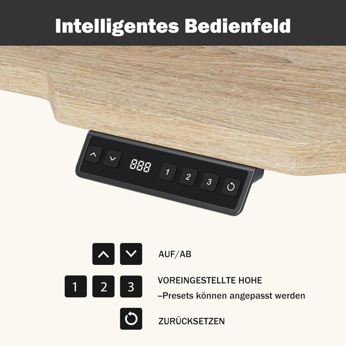 Стол письмовий L-подібний, регульований по висоті, 150 x 100 см, електричний, ергономічний, з підстаканниками та гачками, коричневий