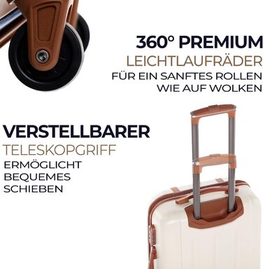 Набір валіз FERGÉ Milano 5-ти частинний (3 розміри) + сумочка для косметики + сумка для подорожей - чорний/бежево-коричневий