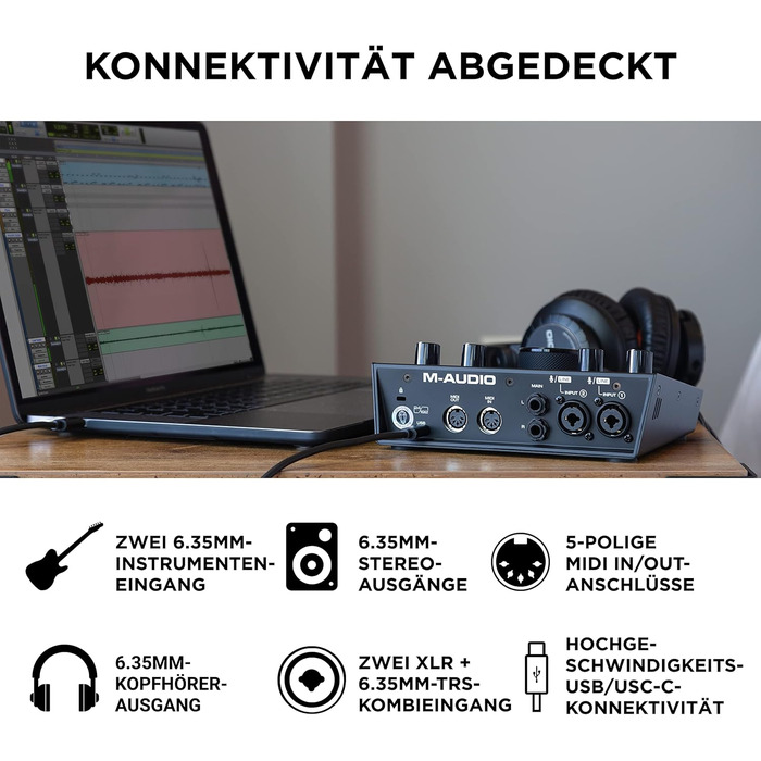 M-Audio Air 192|6: USB аудіоінтерфейс для запису в студійній якості з 2 XLR/Line входами та програмним забезпеченням AIR 192|6 (Чорний)