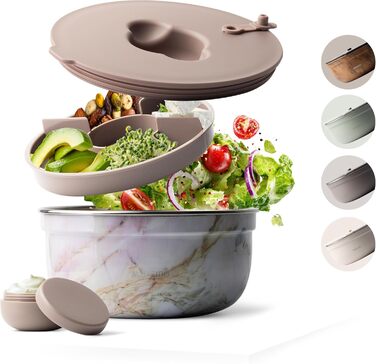 MAMEIDO Salatbox: Контейнер для обіду з нержавіючої сталі 1,5 л (1500 мл), Bento Box з відділеннями, BPA-free, витримує витік, Meal Prep