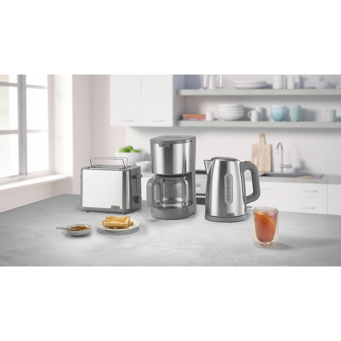 Кавоварка Braun PurShine KF1500GY, фільтраційна, скляний глечик, система OptiBrew, антикрапельна функція, автоматичне вимкнення, 10 чашок, 1000 Вт, сіра