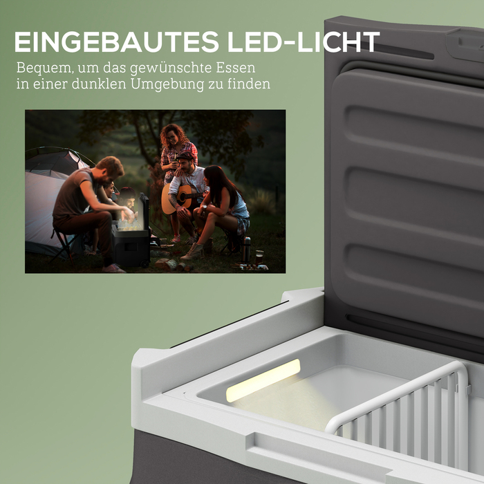 Outsunny 30-літровий компресорний холодильник, електричний холодильник з LED, ECO-режимом, роз’ємом, функцією утримання холоду, морозильна камера, термобокс, міні-холодильник 12/230 Вольт для автомобіля, вантажівки, кемпінгу, чорного кольору | Aosom