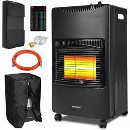 Газовий нагрівач BRAST Vulkan 4200W з керамічним нагрівачем | 3 режими нагріву | з захисним кожухом, редуктором, шлангом та індикатором рівня газу | складний та мобільний | для балонів до 15кг | газовий нагрівач, обігрівач, нагрівальний прилад