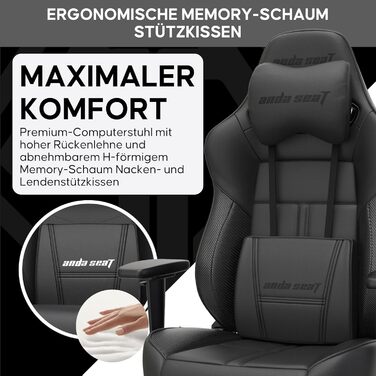 Крісло ігрове Anda Seat Dark Demon Dragon для дорослих – ергономічне крісло для геймерів з підлокітниками 4D, високою щільністю піни, подушкою для попереку, чорне