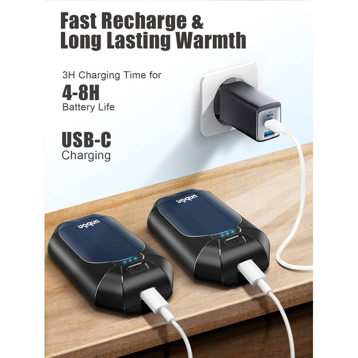 Електричні грілки для рук UNBON, 2 шт. USB, 3 режими нагріву, для спорту та Raynaud's, фіолетові