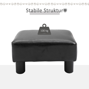 Лавка для табуретів HOMCOM Chesterfield зі штучної шкіри Black 40x30x24см стильна та зручна для вітальні та передпокою