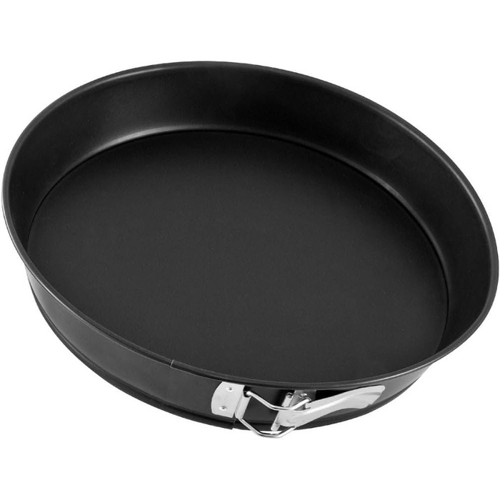Конічна пружинна форма 32 см ЧОРНИЙ МЕТАЛІК, форма для випічки з плоским дном, високоякісна форма для випічки з антипригарним покриттям, (колір чорний), кількість одинарна, 6530