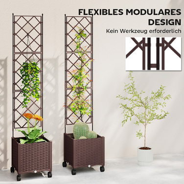 Підвісна конструкція з ящиками для квітів, система автоматичного поливу, 120 x 40 x 192 см, коричнева