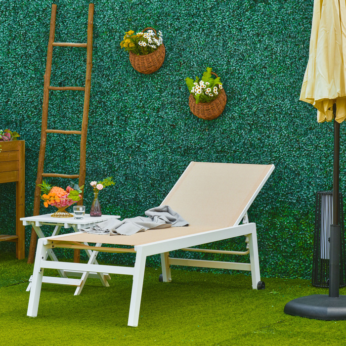 Outsunny Garden Lounger з 5-ярусною спинкою Алюмінієвий кремово-білий 169x65x102см для саду, балкона, тераси