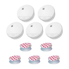 Датчик диму ABUS RWM90 (5 шт.) з магнітним кріпленням, батарея на 5 років, сертифікат DIN EN14604, для житлових приміщень, білий