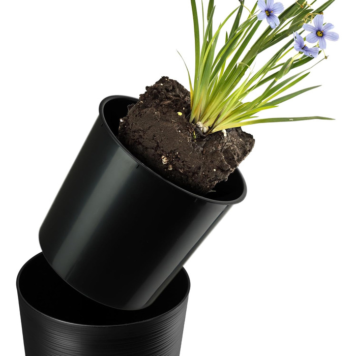 Набір горщиків KADAX (3 шт) з дерев'яною стружкою, чорний, 19.25/30 см