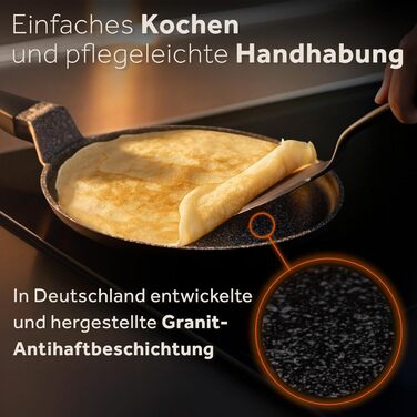 Сковорода для крепів ZWIEGER з дозатором тіста – антипригарна сковорода для панкейків Induktion 26 см, сковорода для панкейків, яку можна мити в посудомийній машині – з нержавіючою сталлю по всій поверхні, підходить для всіх типів плит – без PFOA та PFOS,