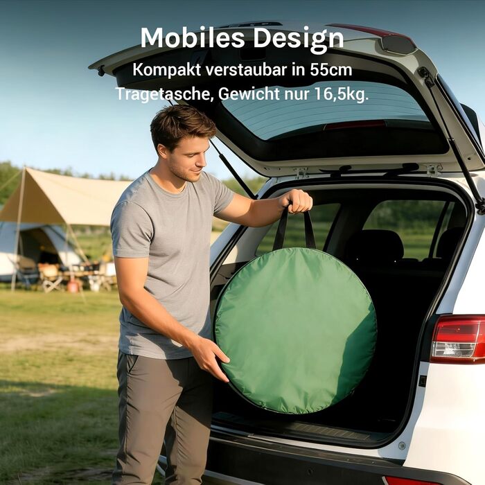 Складана душова та роздягальня палатка WolfWise для кемпінгу та пляжу, водонепроникна з UV-захистом, компактна (190x100 см), зелена