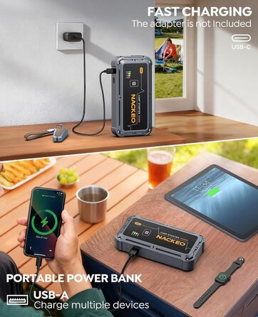 Powerbank для запуску двигуна 7000A - запуск авто, SUV, мотоцикла, вантажівки. 12V, LED ліхтарик, кабель для підключення