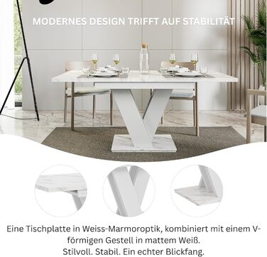 Розсувний кухонний стіл PROROOM FURNITURE Malvi – чорний, 120-160 см, для 4-6 осіб | Легка збірка | Для кухні та їдальні