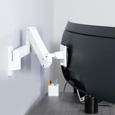 Кріплення для монітора VIVO MOUNT-V101G1W - алюмінієва підставка для широких моніторів до 124.5 см (50 дюймів) та 20 кг, пневматичне регулювання висоти, VESA 100x100, білий