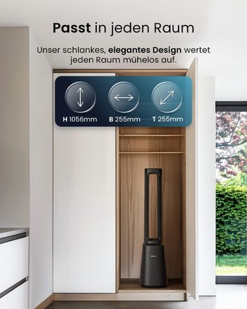 Вентилятор Pro Breeze OmniAir з очищувачем повітря 105 см, 10 швидкостей, HEPA 13, LED дисплей, пульт ДУ, 5 режимів, тиха робота, чорний