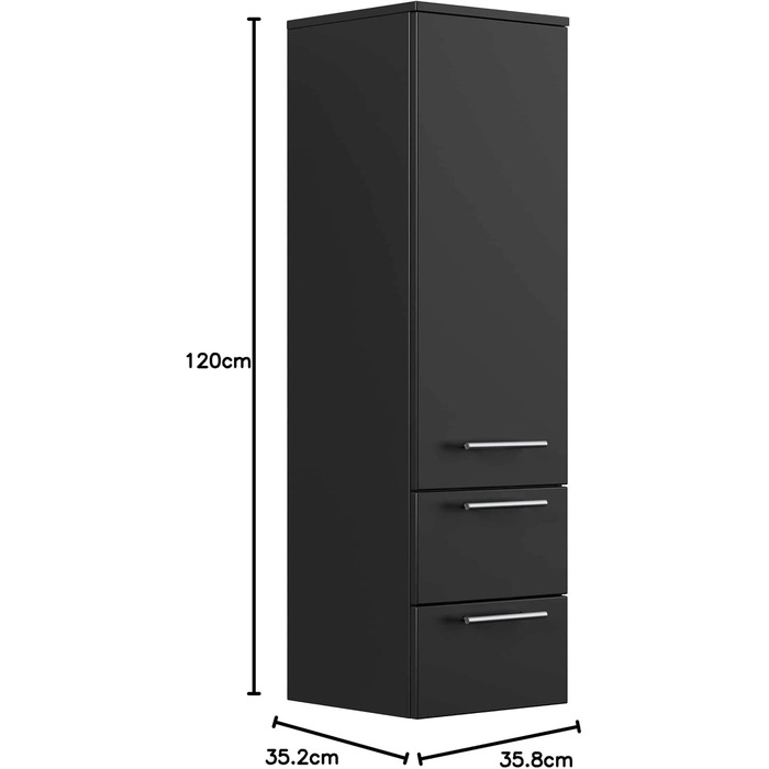 Емоційний Високий Шафа XL, Чорний шовковий глянець, 120