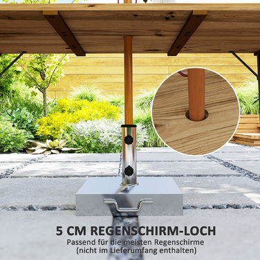 Outsunny Garden Стіл Дерево 175x80 см Атмосферостійкий балконний стіл з отвором для парасольки Фуршетний стіл Кемпінговий стіл на 6 осіб Стіл для патіо Обідній стіл на відкритому повітрі для саду, патіо Балкон Brown