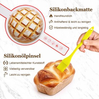 Набір для приготування закваски та випікання хліба SHANNA: корзинка для бродіння, скляна тара, скребок, мішалка, ніж (бамбук, спіральний дизайн)