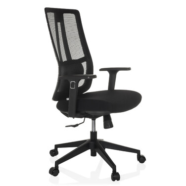 Офісне крісло / Крісло з поворотним механізмом TRAMORE BASE з тканиною для сидіння / сіткою для спинки, чорного кольору, hjh OFFICE