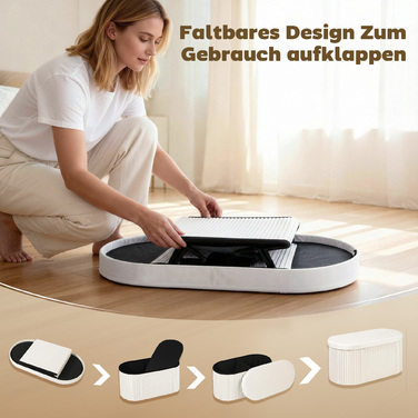 Зручна банкетка з місцем для зберігання, розкладна, оббивка з ефектом оксамиту для вітальні, 76 x 38 x 35 см, кремового кольору