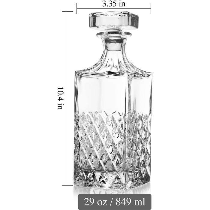 Декантер для віскі LIGHTEN LIFE 849 мл без свинцю з кришкою у подарунковій коробці - кришталевий, для скотчу та бурбону