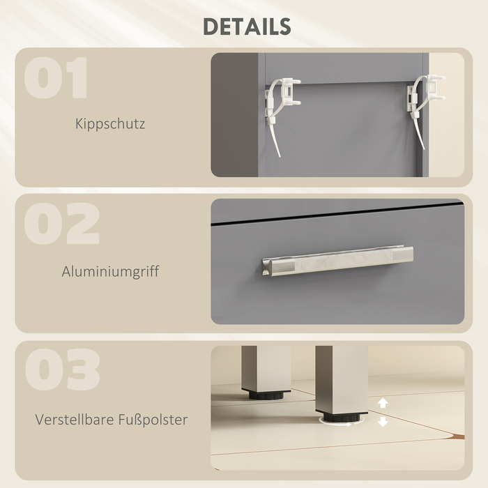 Шафа для ванної кімнати, 4 шухляди, ДСП, гладка, сіра