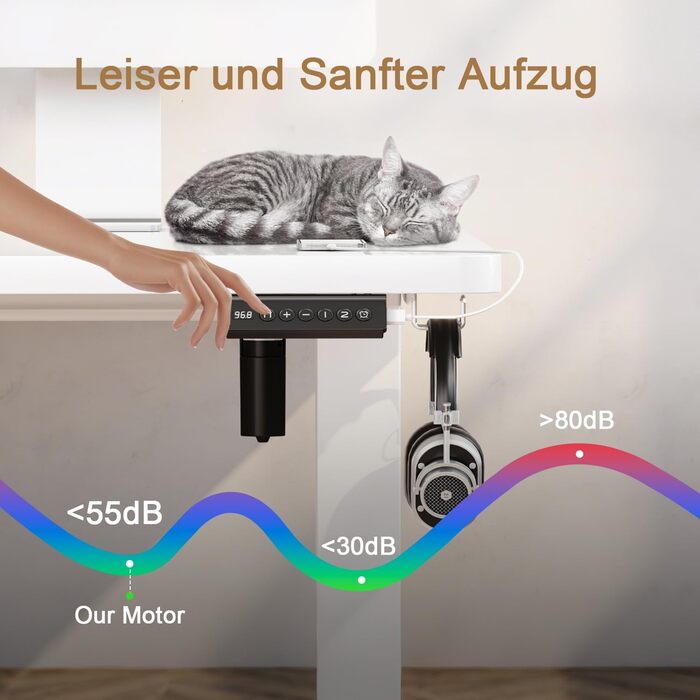 Регульований стіл Homall 100x60 см з USB-портом, комп'ютерний стіл для дому та офісу, ергономічний (білий)