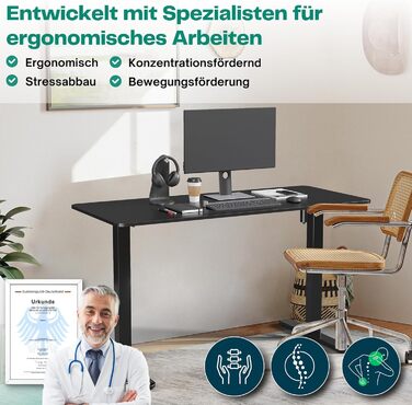 Електричний регульований стіл Albatros UP30 | Металеве підрамник, ніжки, підставка | Для робочих місць | Чорний