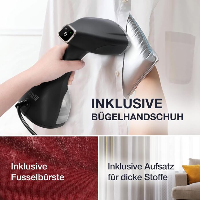 Пароочисник LEBENLANG Steamer - 1500W, 300ml, з рукавичкою та насадками | Професійний відпарювач для одягу, білизна та текстиль | Відпарювач для одягу, білизни та текстилю