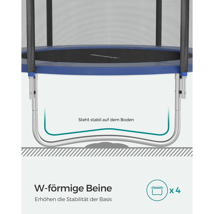 Батут SONGMICS садовий Ø305 см з захисною сіткою, драбиною та м'якими стійками, блакитний