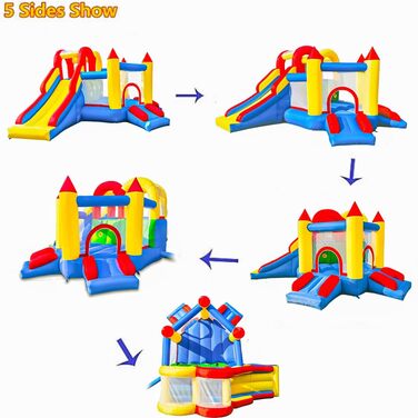 Надувний замок для дітей з насосом, міцний матеріал, для 3-4 дітей, ігровий намет для дому (315x245x194 см)