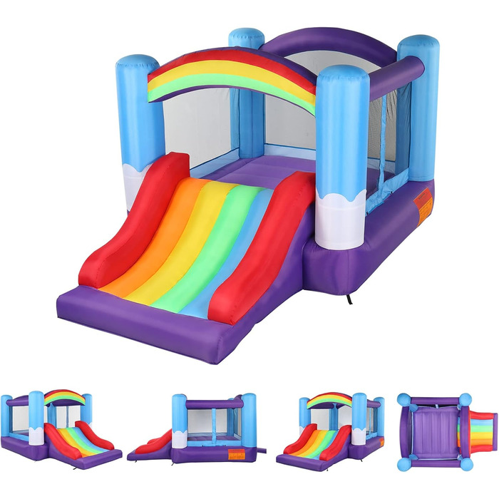 Надувний замок LEADZM з гіркою та насосом, для дітей 3-10 років, 360x240x210 см, ігровий комплекс для дому та вулиці