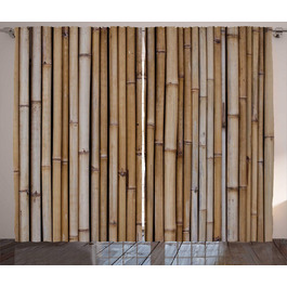 Штора ABAKUHAUS Rustic, малюнок бамбукового паркану, стрічкова штора з рюшами, 280x175 см, какао-тауп