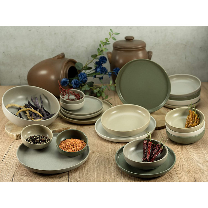 Набір посуду серії uno, набір тарілок з 12 предметів (Столові прибори з 12 предметів, натуральні), 22979