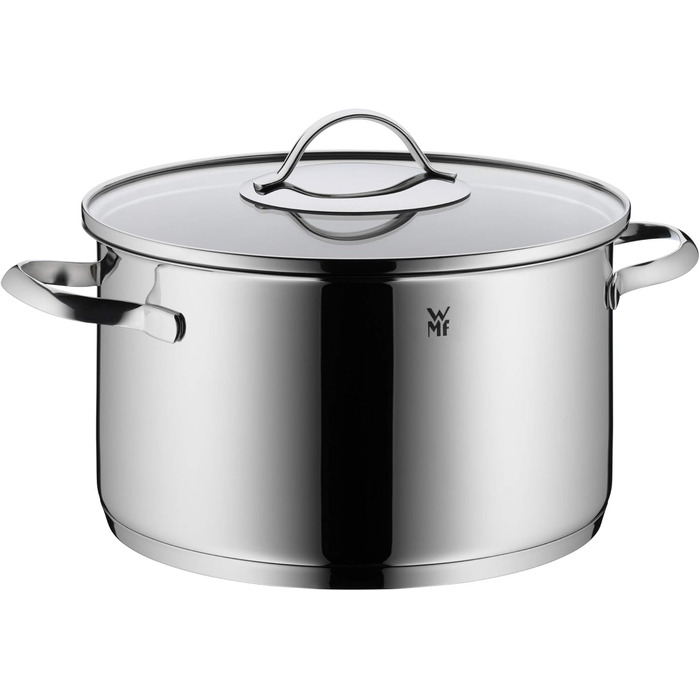 Набір каструль WMF Aparto 5-ти частинний з кришкою з термостійкого скла, Cromargan нержавіюча сталь, індукційне дно, підходить для всіх типів плит, без антипригарного покриття, безпечний для миття в посудомийній машині