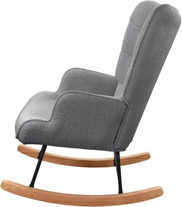 Крісло-гойдалка Liuyoyo з високою спинкою, м'яке крісло з оббивкою, для спальні, офісу, читання, сучасний дизайн (Рожевий, Темно-сірий)