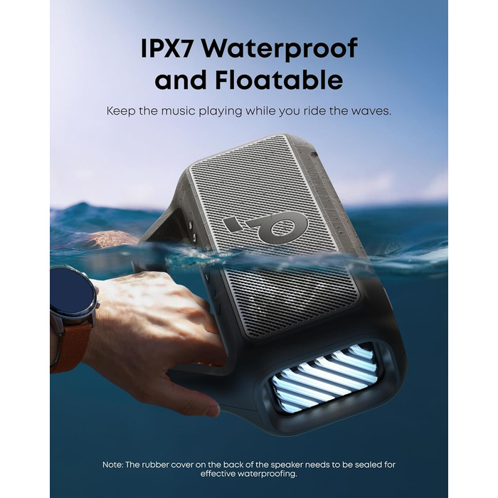Soundcore Boom 2 - Портативна Bluetooth-колонка, 80W, сабвуфер, BassUp 2.0, 24 години, IPX7, LED, USB-C, BT 5.3, Чорна