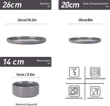 Набір посуду Richmount Milkyway: 12-ти елементний сервіз для 4 осіб (тарілки, миски, десертні тарілки) з каменю, білий, безпечний у мікрохвильовці та посудомийній машині