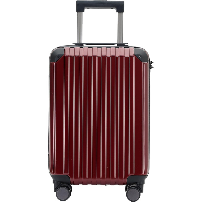 Чемодан подорожній з TSA-замком, телескопічною ручкою та 4 колесами, жорсткий корпус (Вишневий, маленький)