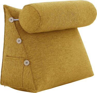 Подушка для спини, трикутна подушка для тіла, подушка для ліжка/дивану, жовта, 60 см