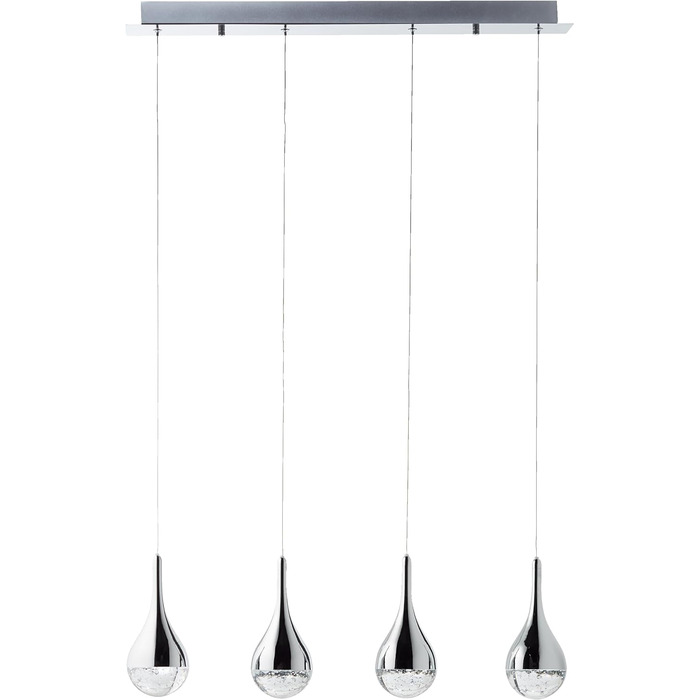 Сучасний світлодіодний підвісний світильник - 115 х 70 х 10 см - регульований по висоті підвісний світильник з благородними скляними плафонами - для їдальні - 20 Вт, 2000 лм, 3000 К - з металу/скла - з хрому