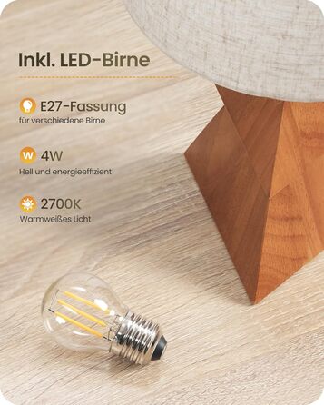 Дерев'яна настільна лампа GOEBLESON для спальні, вітальні, готелю. Сучасний дизайн, тепле світло 2700K, E27, подарунок. Модель ZME07TLD05N1 (у вигляді дерева)