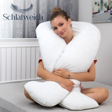 Ортопедична подушка U-подібної форми Schlafweich для сну на боці - подушка для вагітних та годування з бамбука, гіпоалергенна, для підтримки голови, шиї, спини та стегон