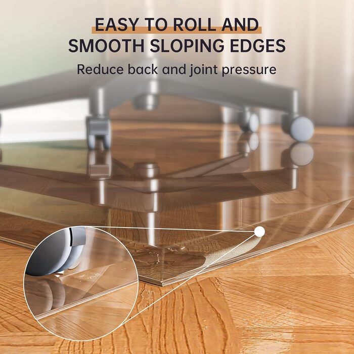 Захисна підкладка під офісний стілець з прозорого скла, 121 x 91 см, з заокругленими краями, для захисту підлоги, підходить для килимових та дерев'яних підлог