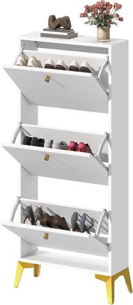 Шафа для взуття DWVO з 3 висувними ящиками, регульована перегородка, для прихожого, вітальні, біла