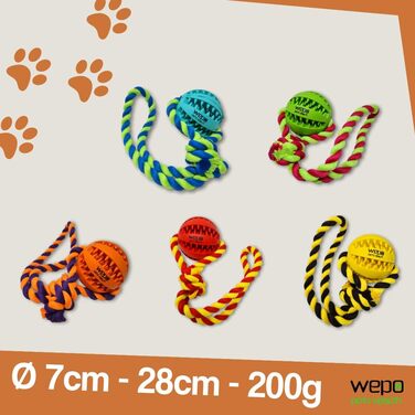 Іграшка для собак WEPO Ø7см - догляд за зубами - аксесуари для собак - мотузка для кидання, перетягування та витягування - мотузка чорна/жовта